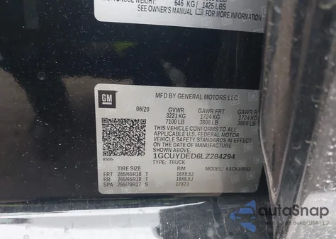 2020 Chevrolet Silverado 1500 4Wd Short Bed Lt from USA, damaged, VIN 1GCUYDED6LZ284294